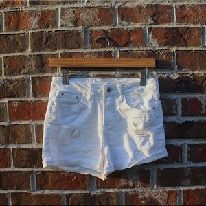 White high rise jean shorts